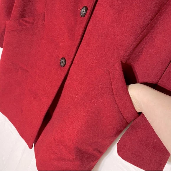 Anne Klein Red Wool Cashmere Blend 3 Button Overcoat S - Picture 9 of 16